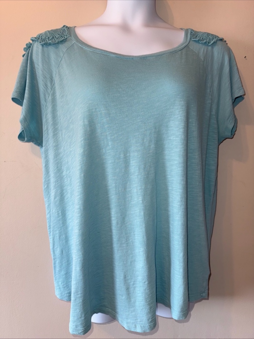 Torrid Crochet Back Aqua Blue Lightweight Top Size 2